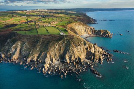 vue aérienne du nez de Jobourg dans le Cotentin